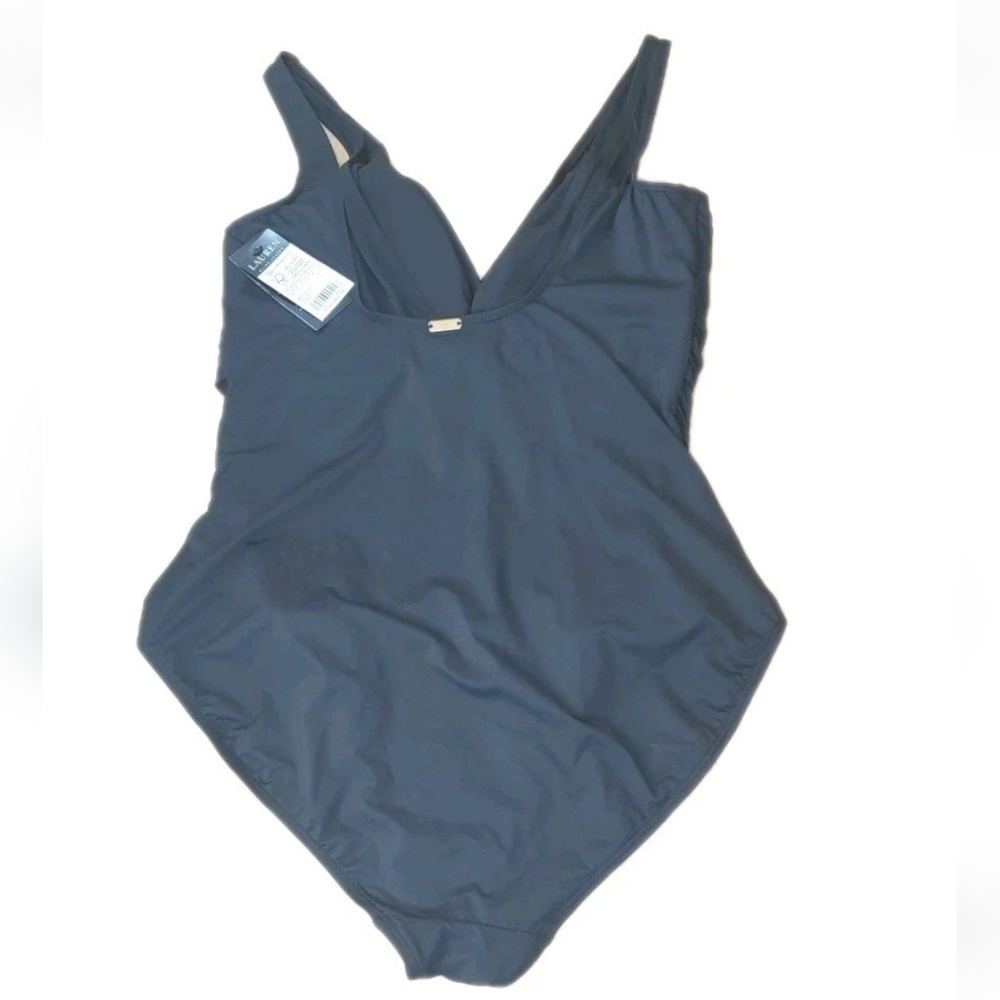 Lauren Ralph Lauren Twist Front Swimsuit Woman 16W Underwire Shaping Black Nwt - Picture 8 of 14